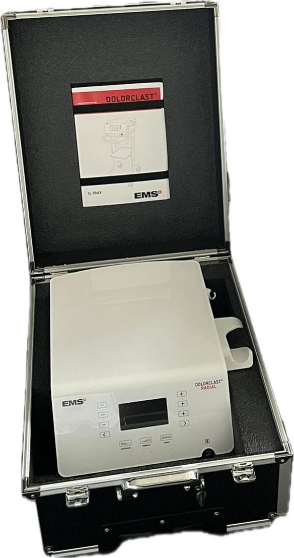 Gerätekoffer SWISS DOLORCLAST® Case mobility für Stoßwellengeräte
mit einlegtem Stoßwellengerät