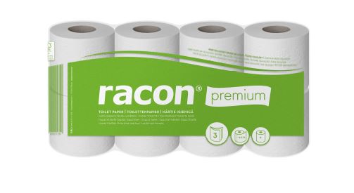 Racon Premium Toilettenpapier - Zellstoff-Tissue, 3-lagig (64 Rollen)