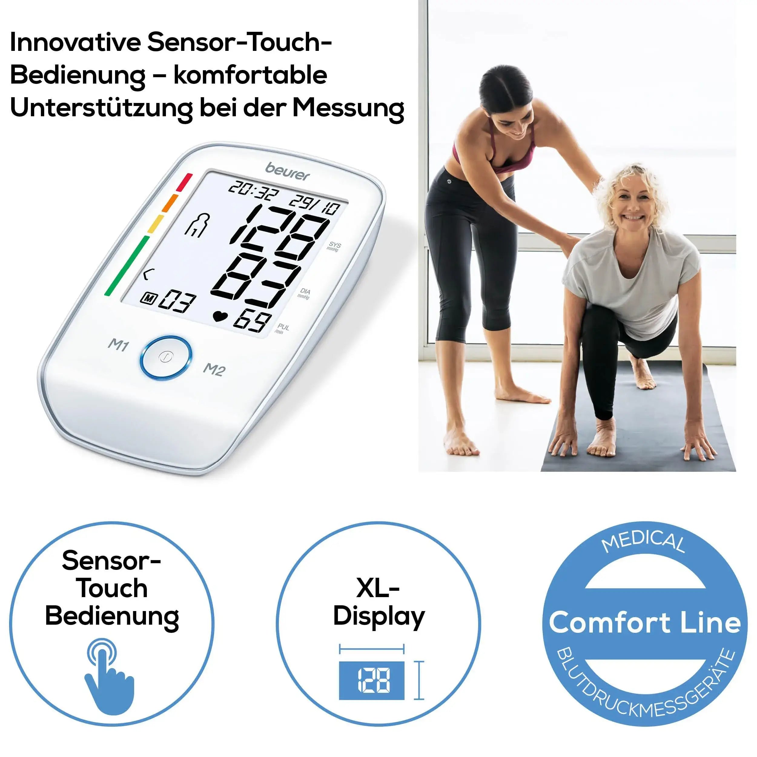 Oberarmblutdruckgerät Beurer BM 45 mit XL-Display und Sensor-Touch-Tasten