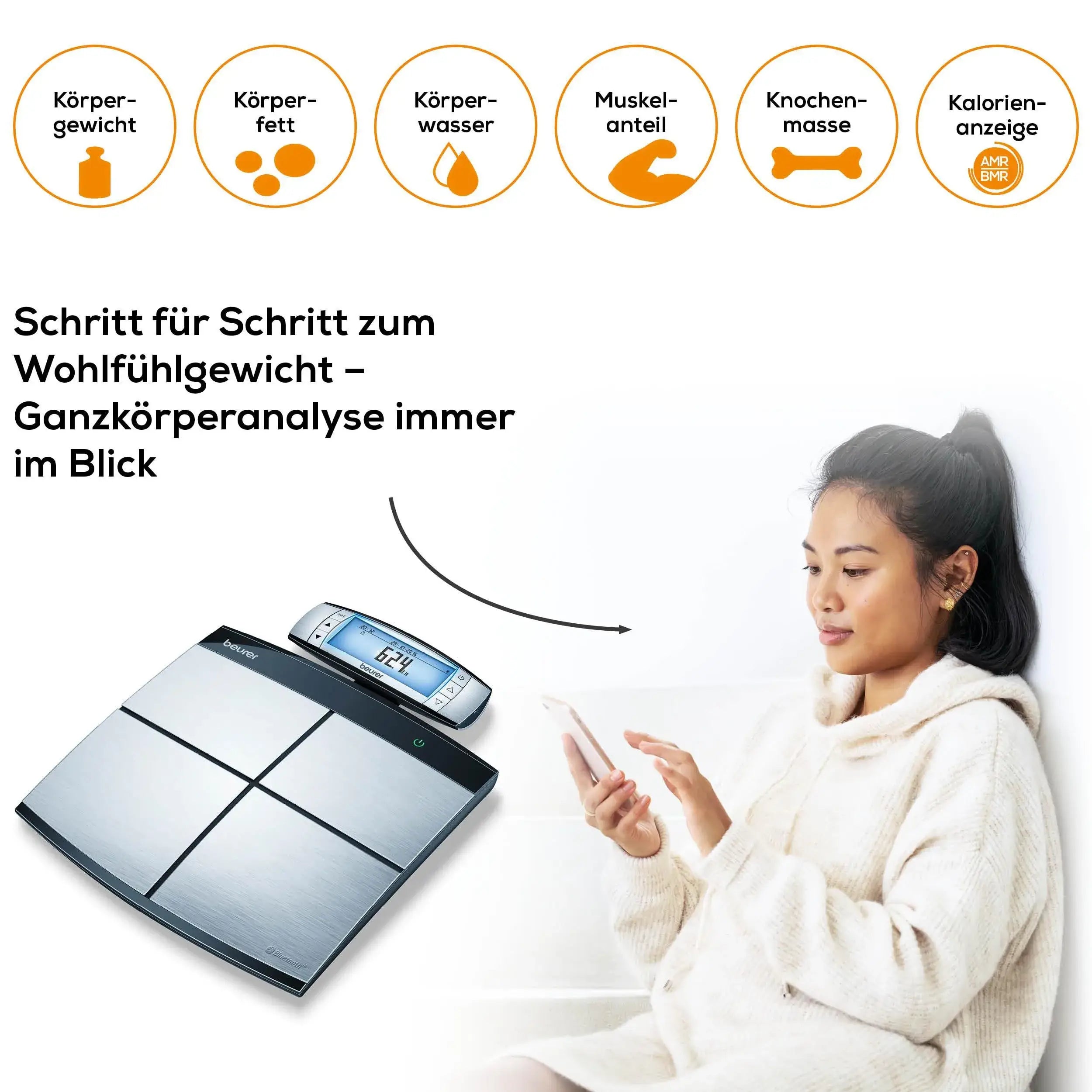 Diagnosewaage Beurer BF 105 mit vielseitiger Körperanalyse