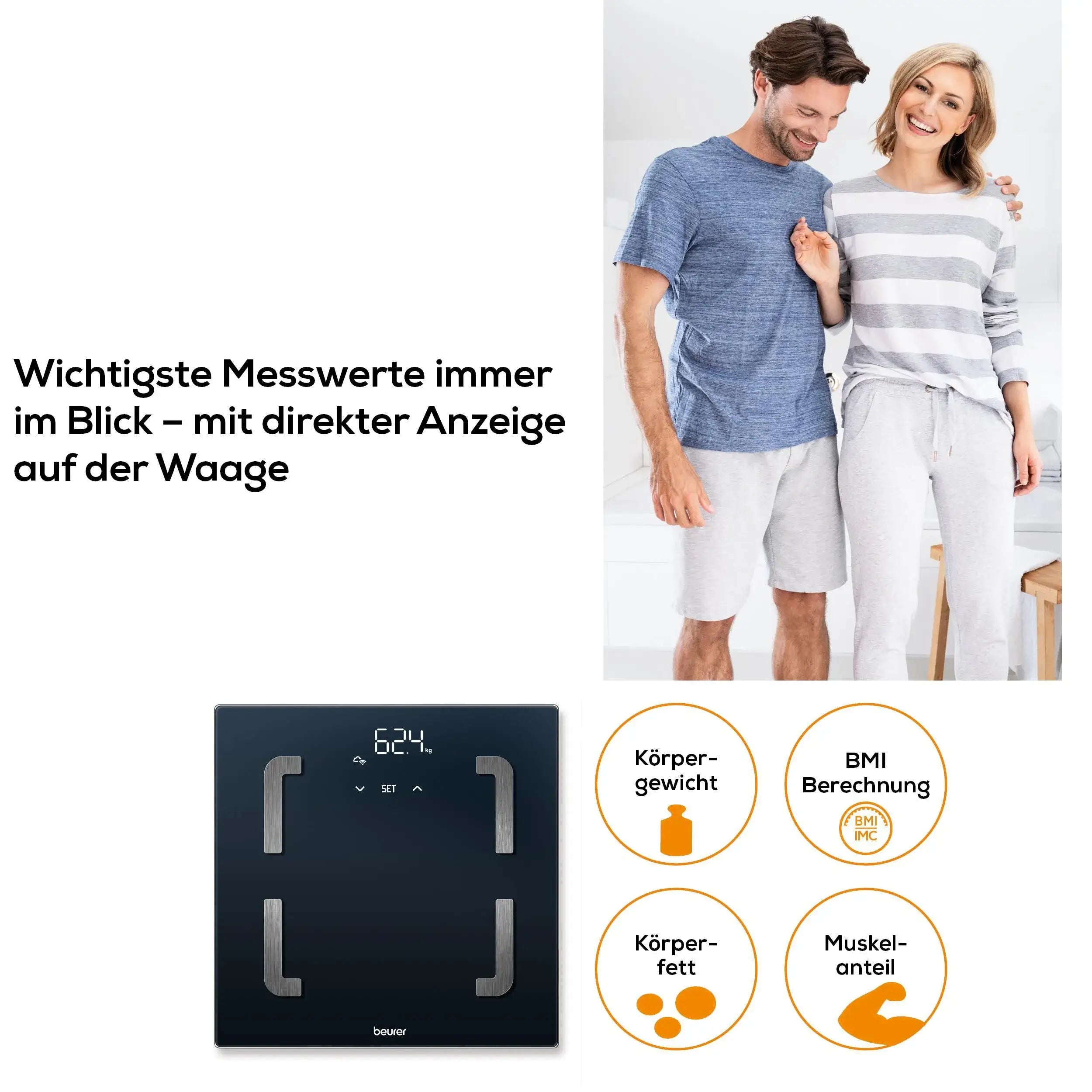 Waage Beurer BF 880 Wifi mit vier Messwerten