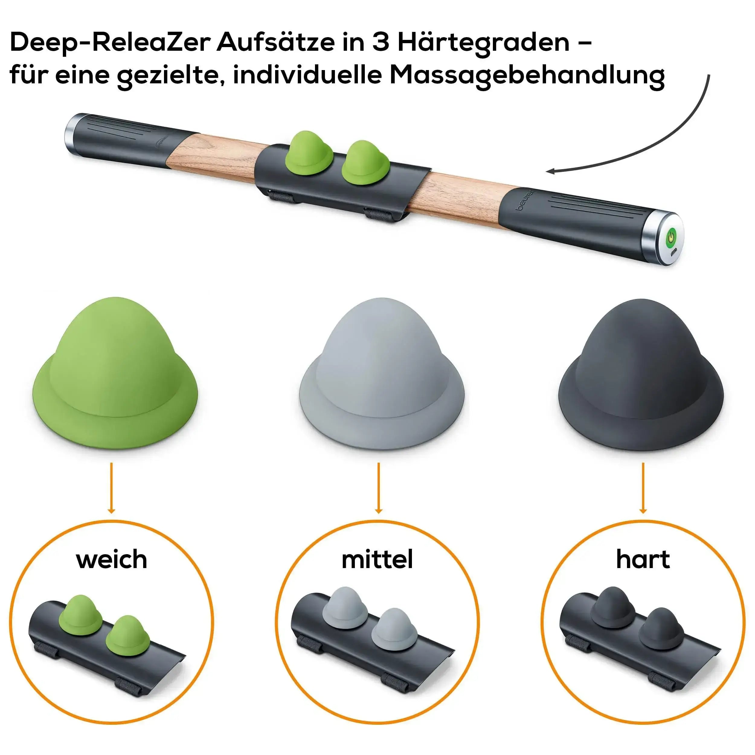 Faszien-Gerät Beurer MG 850 fascia-releaZer® mit drei Aufsatztypen für verschiedene Härtegrade