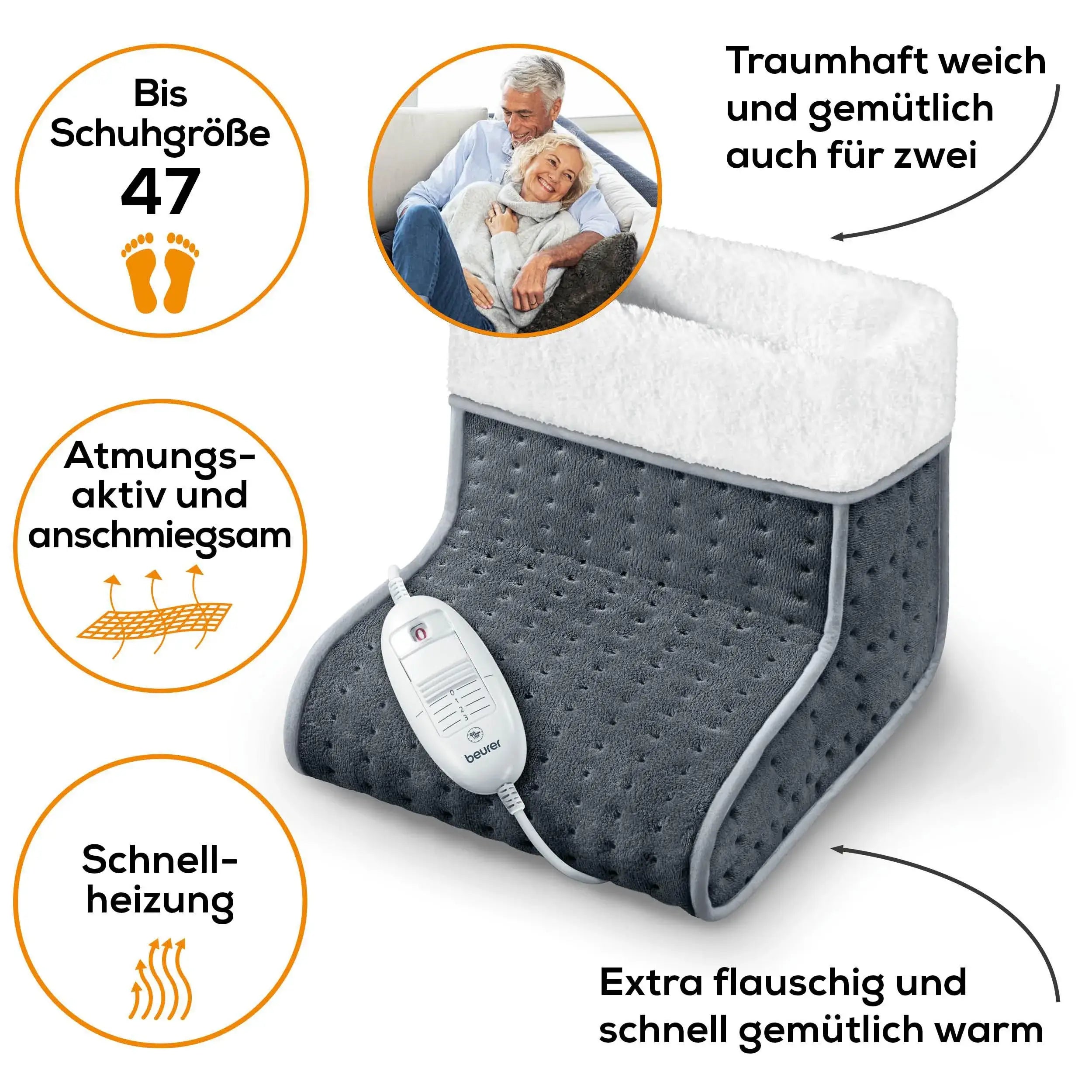 Vorteile des elektrischen Fußwärmers Beurer FW 20 mit Teddy-Plüsch