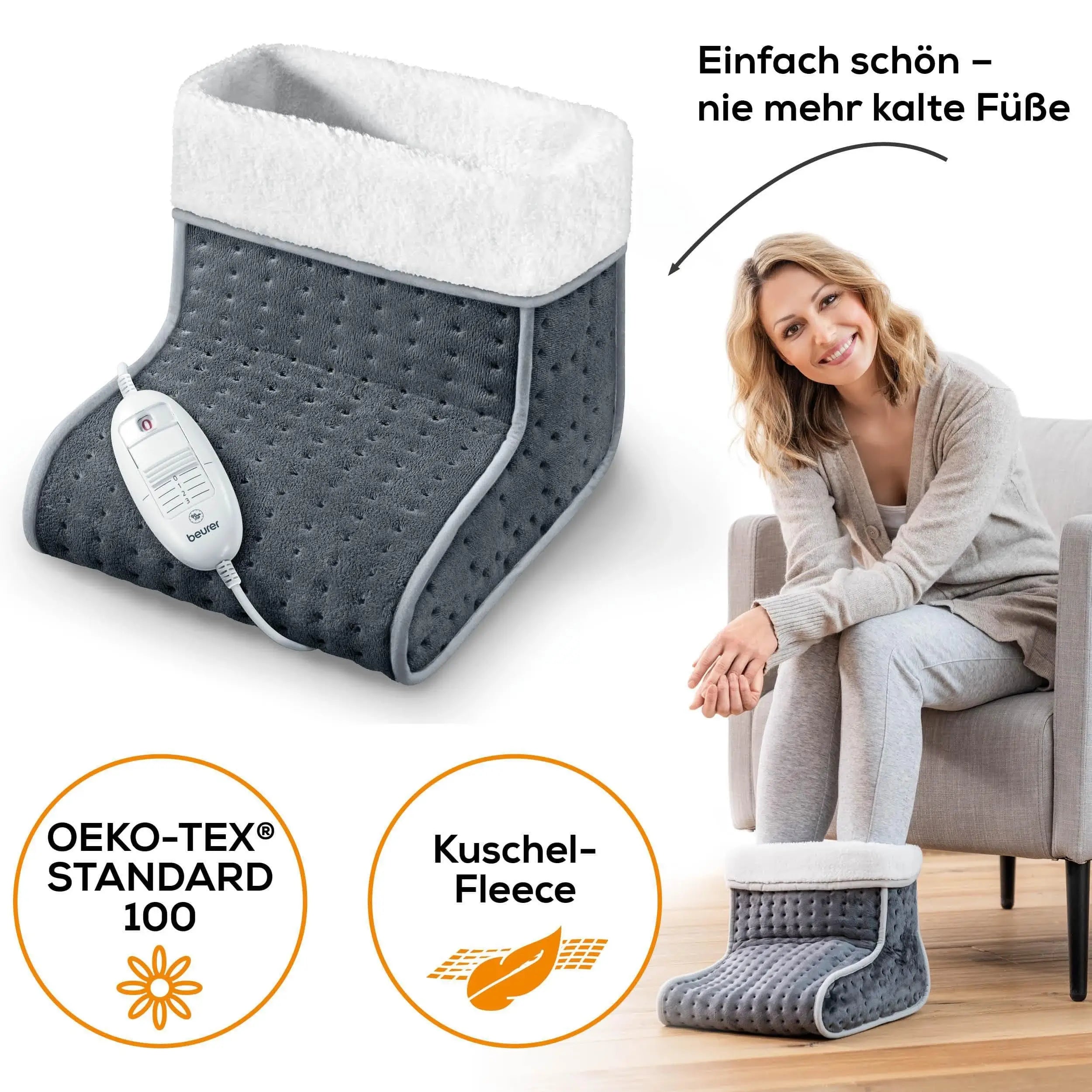 Elektrischer Fußwärmer Beurer FW 20 mit geprüftem und kuscheligem Teddy-Plüsch