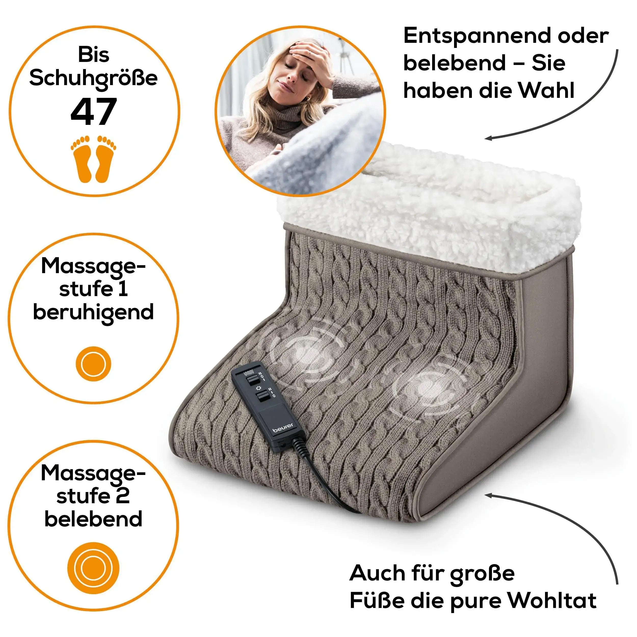 Fußwärmekissen Beurer FWM 45 mit zwei Massagestufen