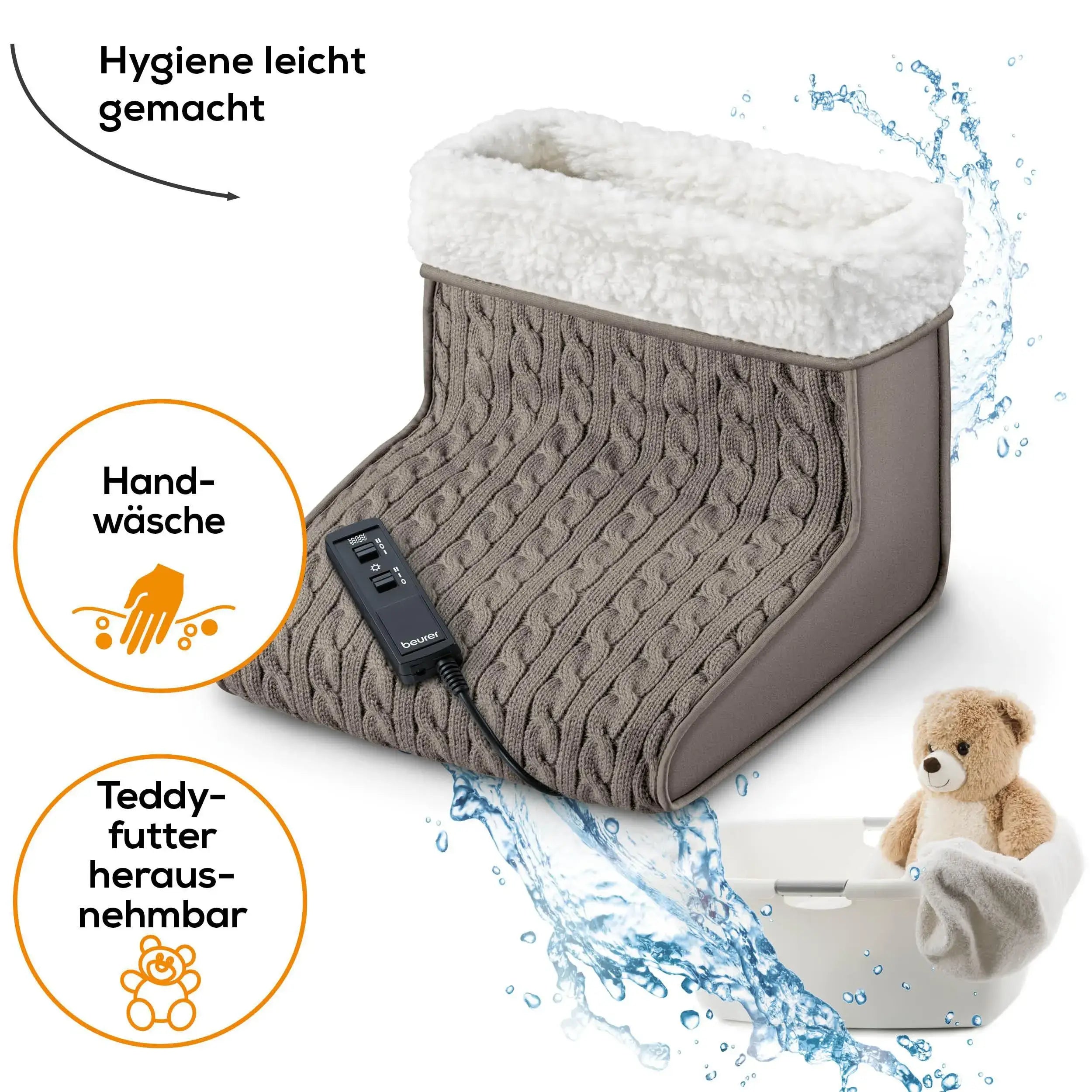 Waschbares Fußwärmekissen Beurer FWM 45 mit herausnehmbarem Teddyfutter