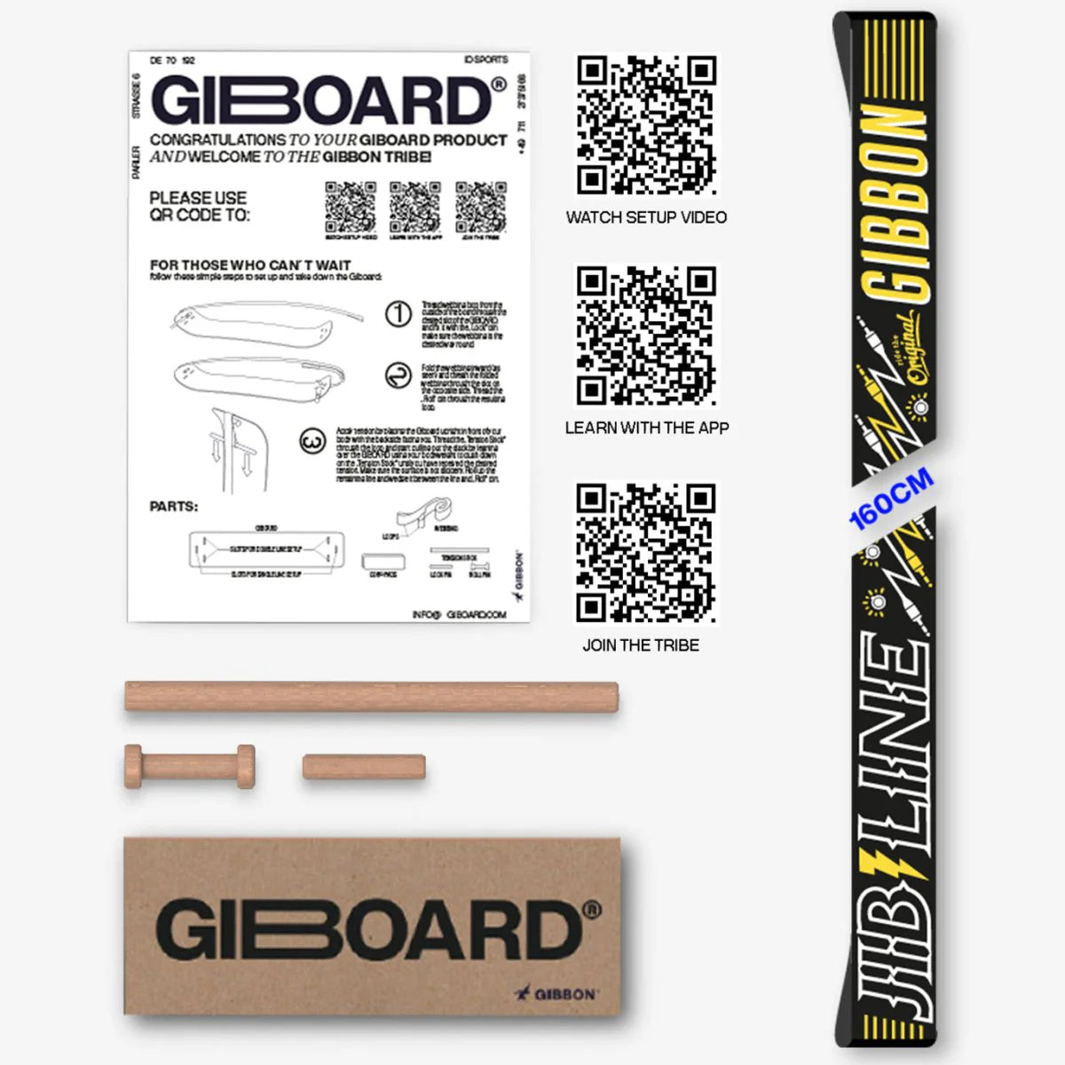 Slackline Giboard JIBLINE in 160 cm Länge mit Zubehör