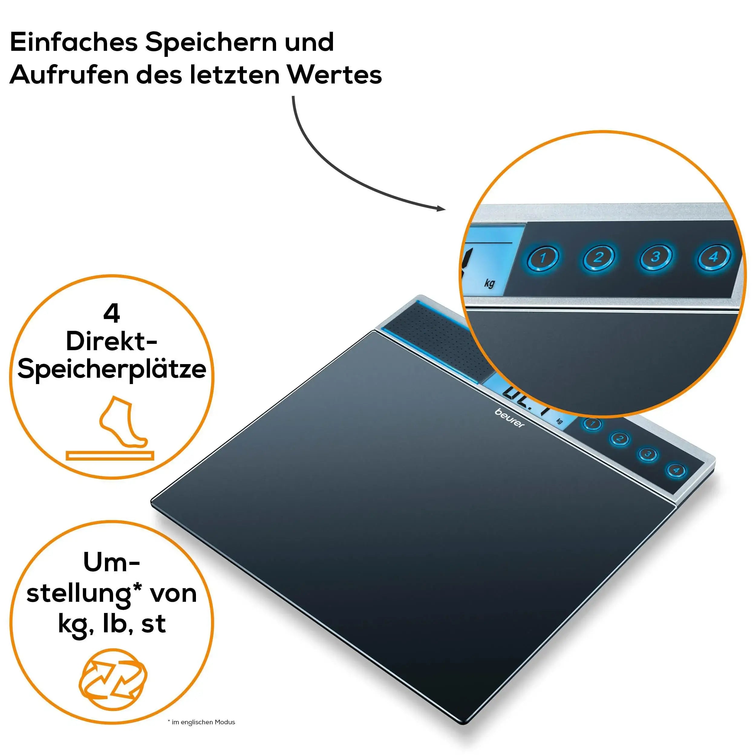 Körperwaage Beurer GS 39 mit vier Speicherplätzen