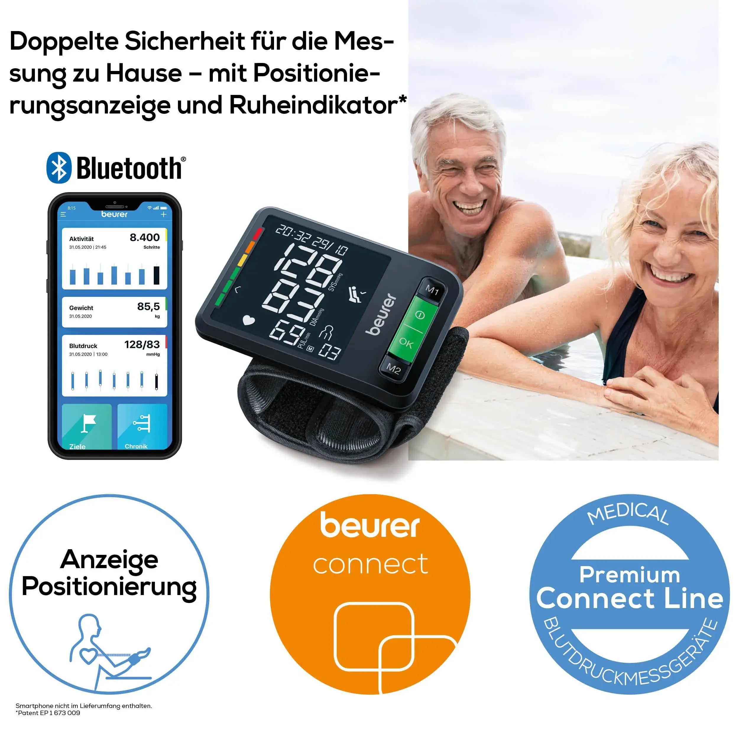 Handgelenk-Blutdruckmessgerät Beurer BC 87 mit Bluetooth für beurer connect
