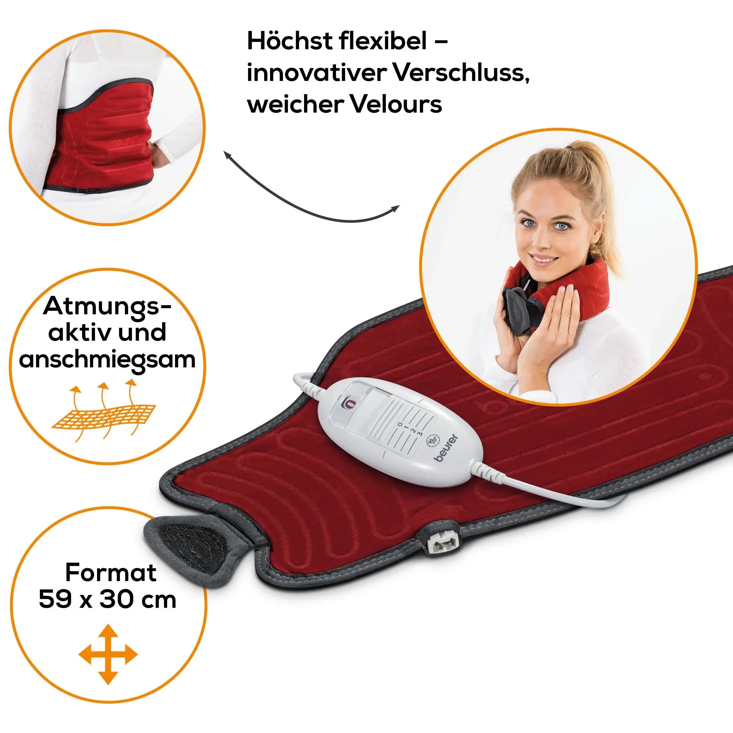 Atmungsaktives Heizkissen Beurer HK 55 Easyfix im 59x30 cm