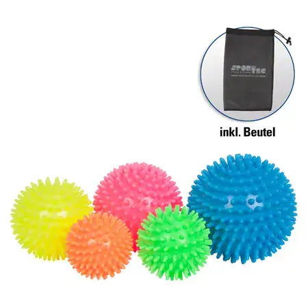 Fünf Igelbälle Sport-Tec Soft in allen Farben mit Beutel