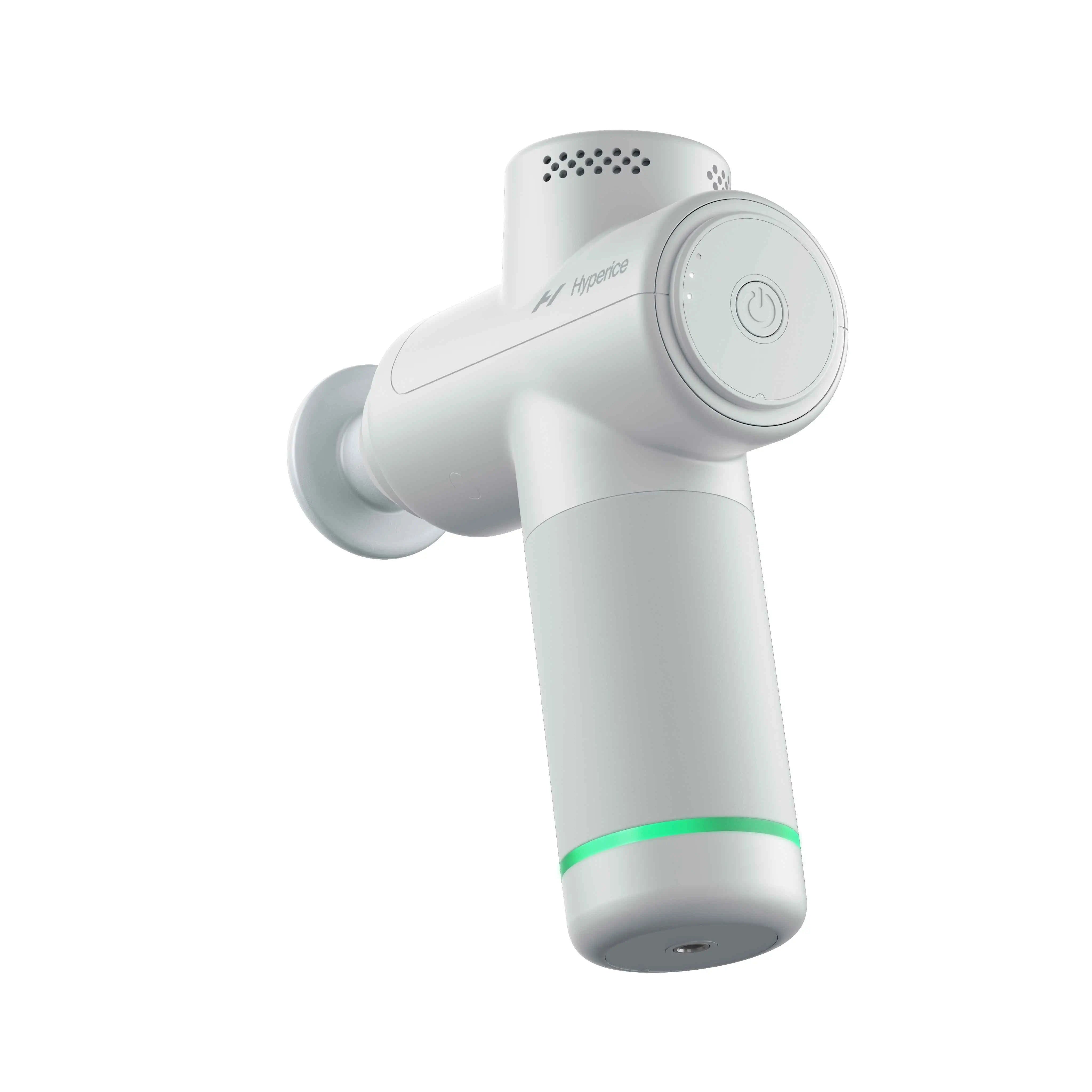 Gun-Massagegerät Hyperice Hypervolt Go 2 in Rückansicht mit Einschaltknopf