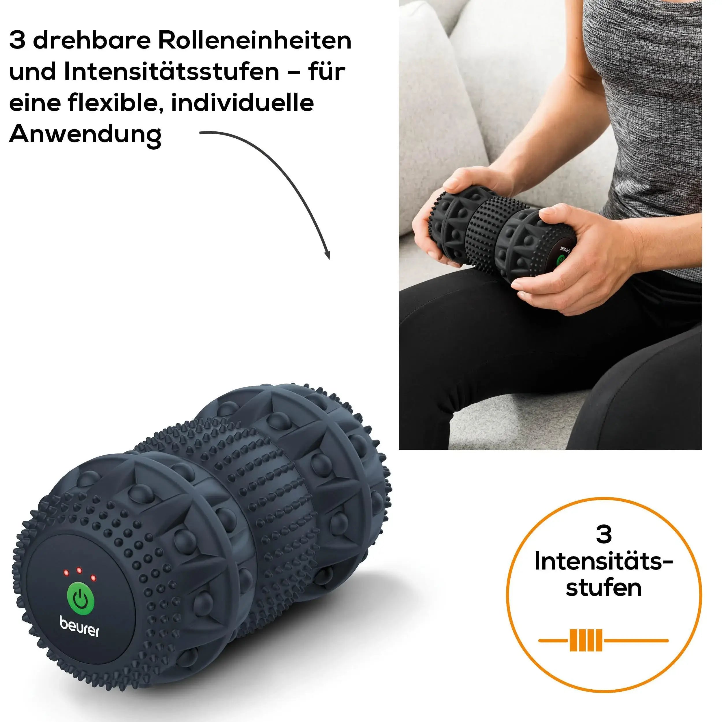 Massagerolle Beurer MG 35 mit drei drehbaren Rolleneinheiten