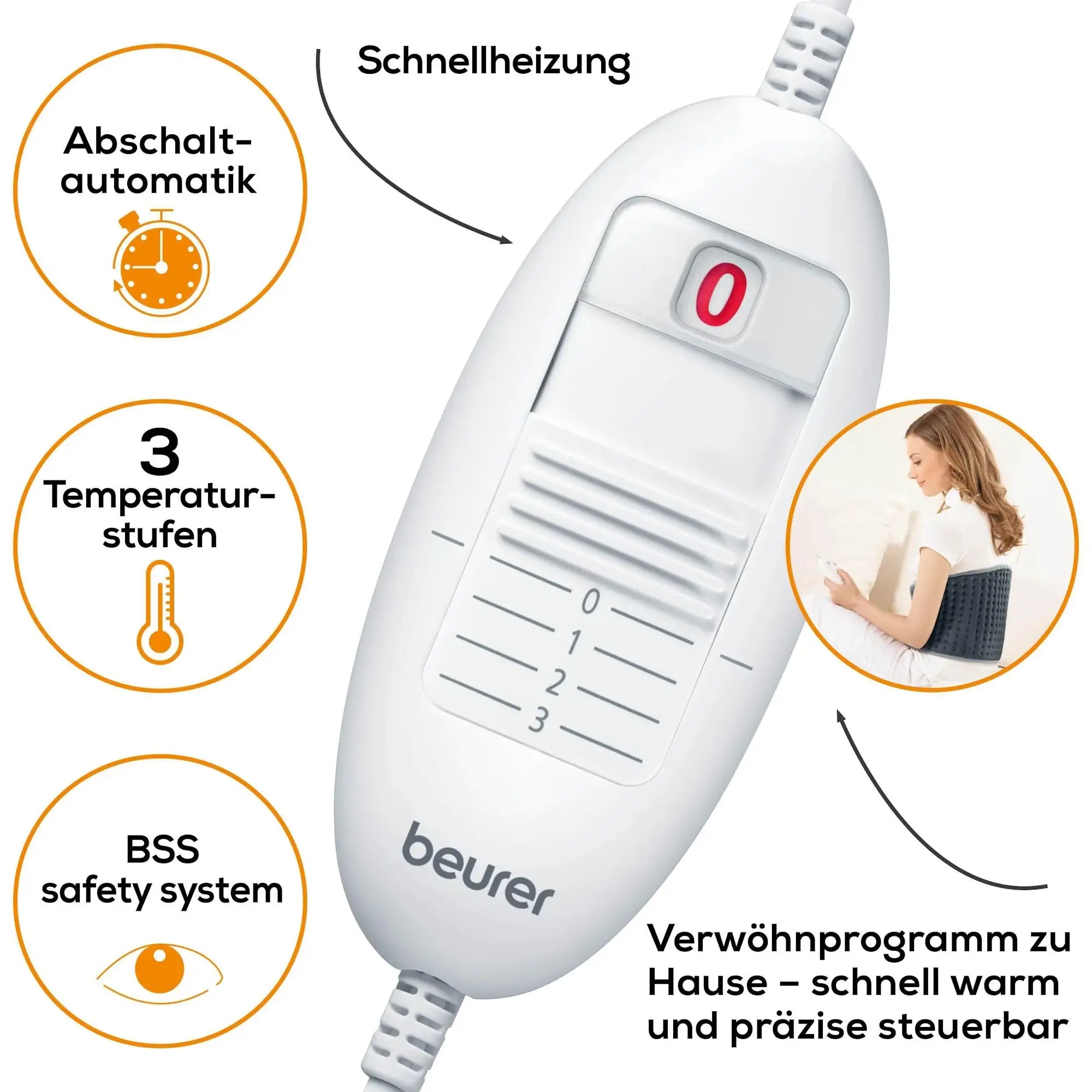 Schiebschalter des Multifunktionsheizkissens Beurer HK 49