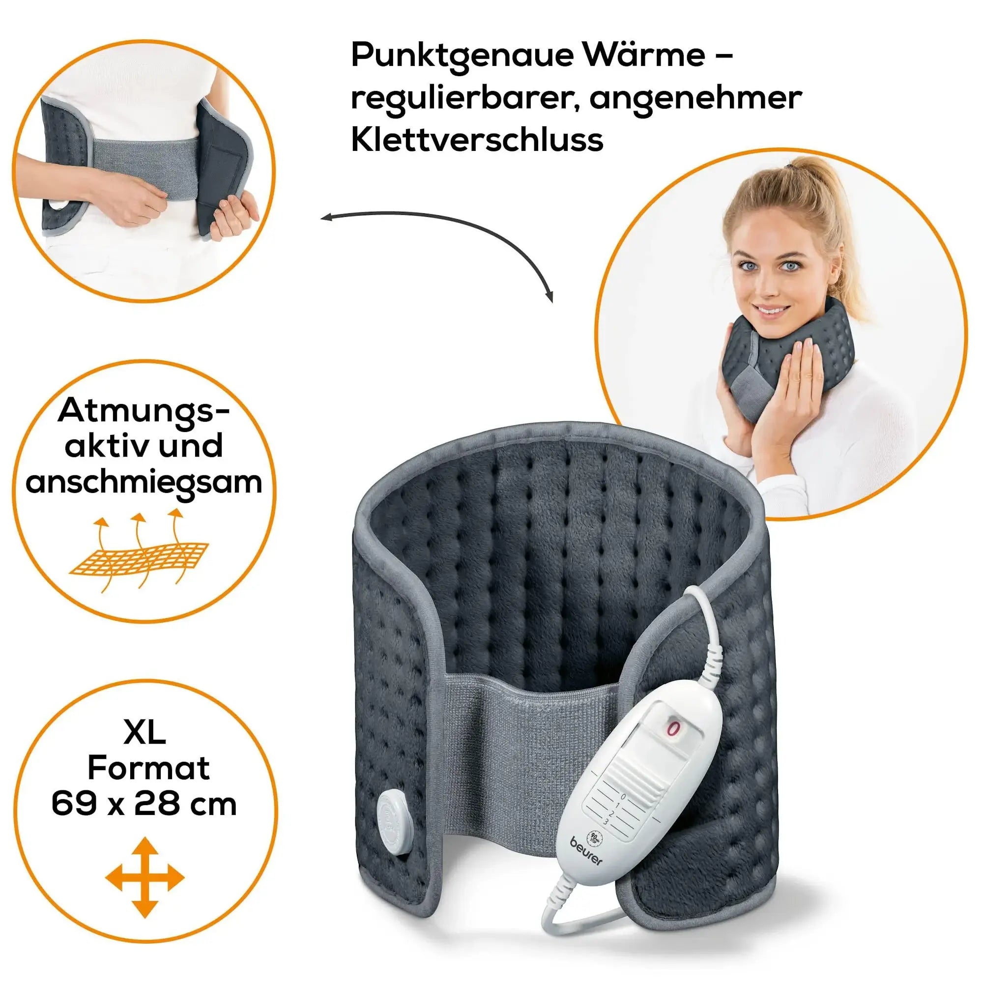 Atmungsaktives Multifunktionsheizkissen Beurer HK 49 aus Flauschfaser im XL-Format 69x28cm