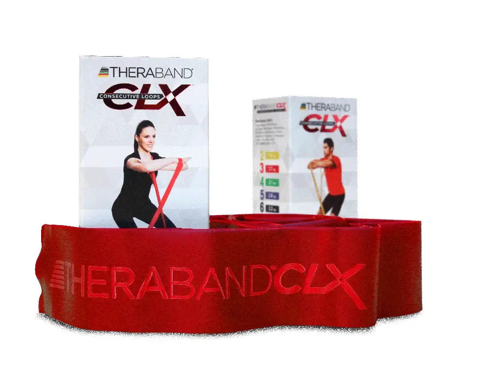 Powerband Thera-Band CLX in Rot vor Verpackung