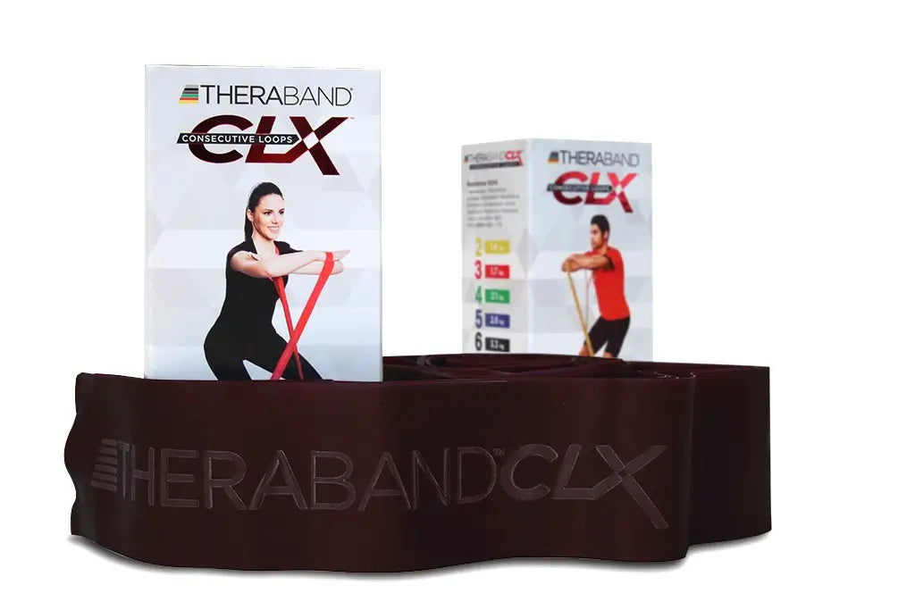 Powerband Thera-Band CLX in Schwarz vor Verpackung