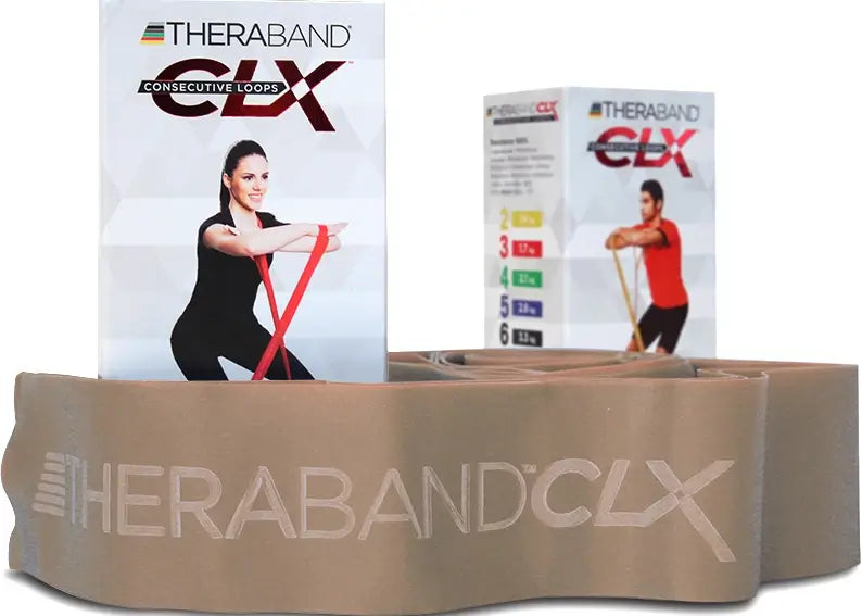 Powerband Thera-Band CLX in Silber vor Verpackung