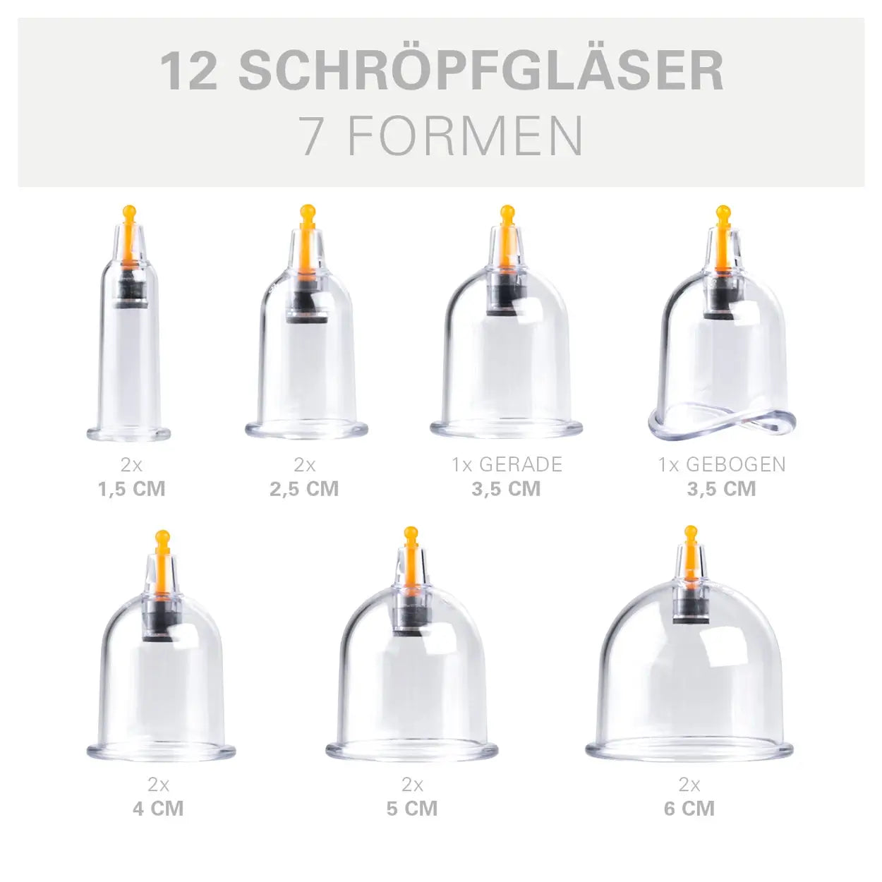 Schröpfköpfe Sport-Tec Set mit 12 Gläsern in 7 Formen