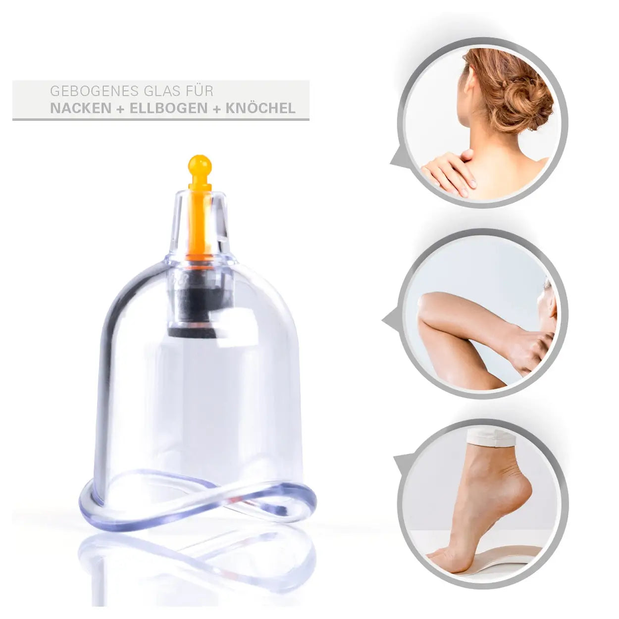 Schröpfköpfe Sport-Tec Set mit Gläsern mit gebogenem Glas