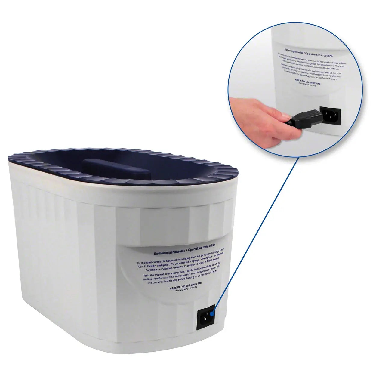 Paraffinbad Therabath PRO TB10 Quick Melt von Hinten mit Netzstecker