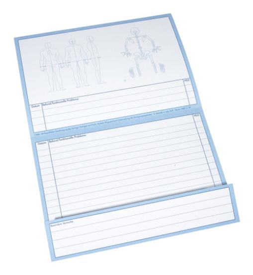 Rückseite der aufgeklappten Patientenkarteikarte DIN A5 in Version 2 mit Anatomie- und Befunddetails