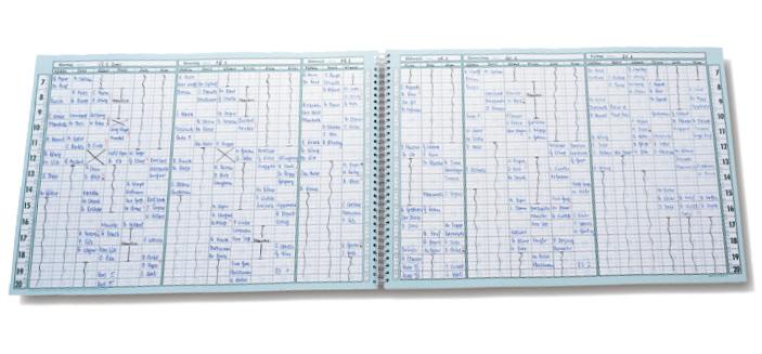 Aufgeklappter Terminkalender DIN A3 für 3 Räume oder 3 Therapeuten