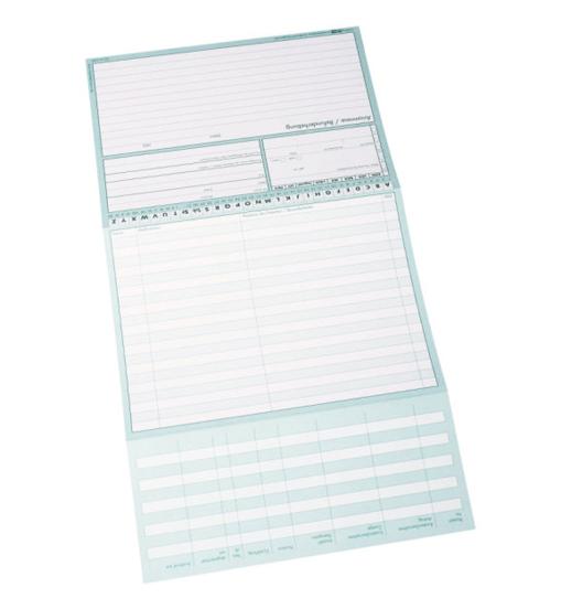 Ausgeklappte Patientenkarteikarte Format DIN A5 Version 2