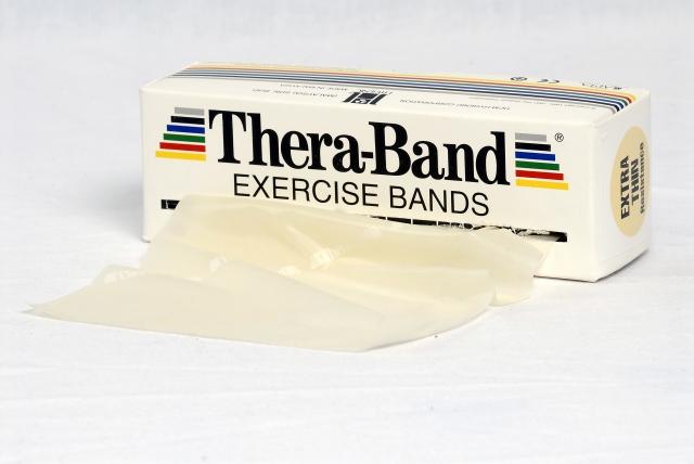 Theraband 5,5 m Original Breite 13,8 cm in Silber aus Ausziehverpackung