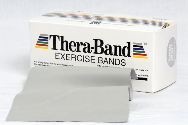 Theraband 5,5 m Original Breite 13,8 cm in Silber aus Ausziehverpackung