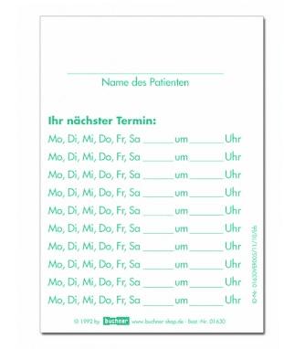Terminzettel A7 mit Patientenname und Datum