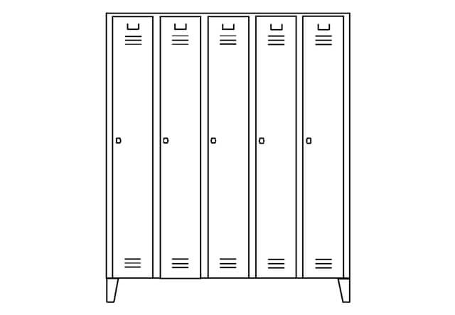 Garderobe SVG mit fünf Abteilen in Konzeptzeichnung