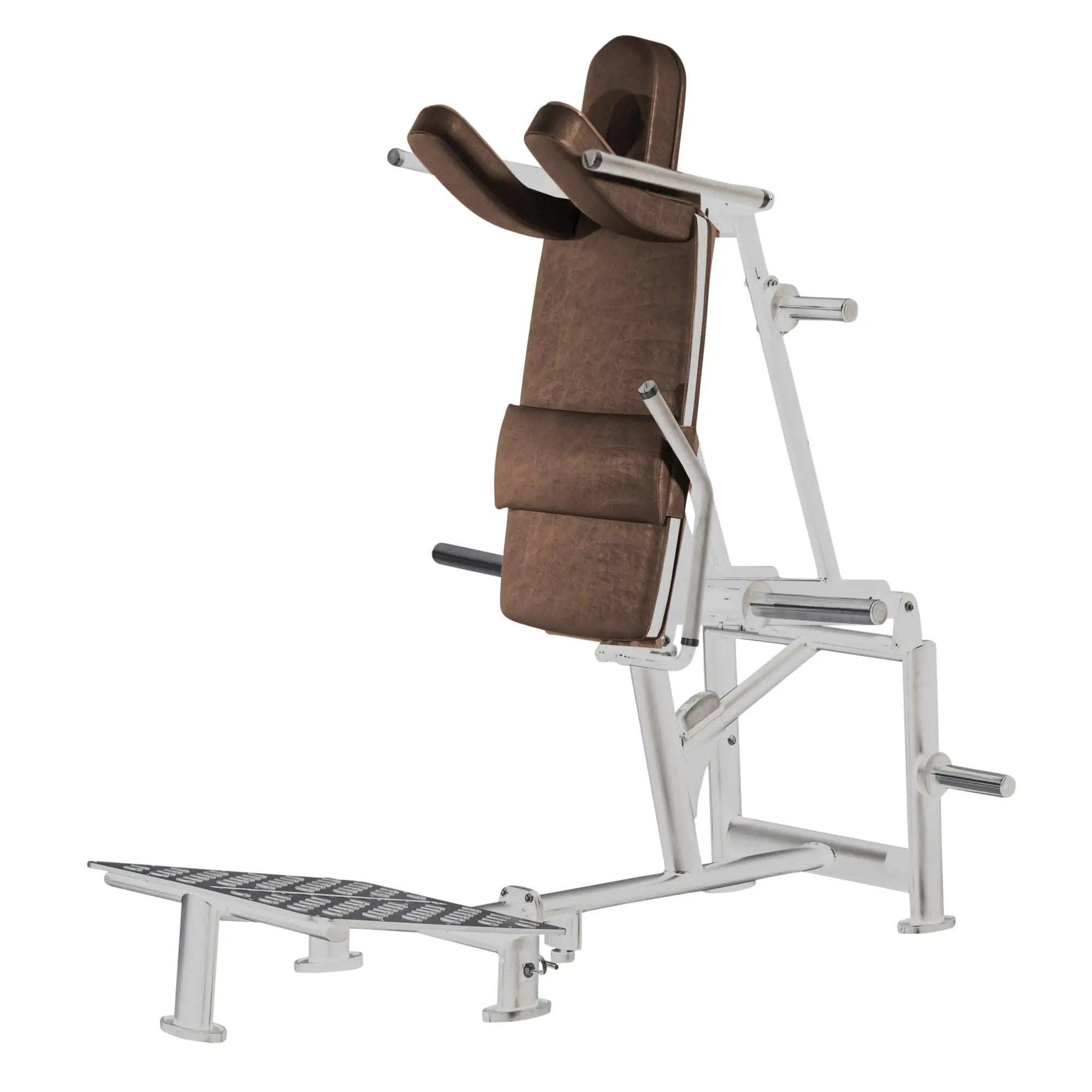 Kniebeugemaschine OV plate loaded aus Stahl mit braunem Polster