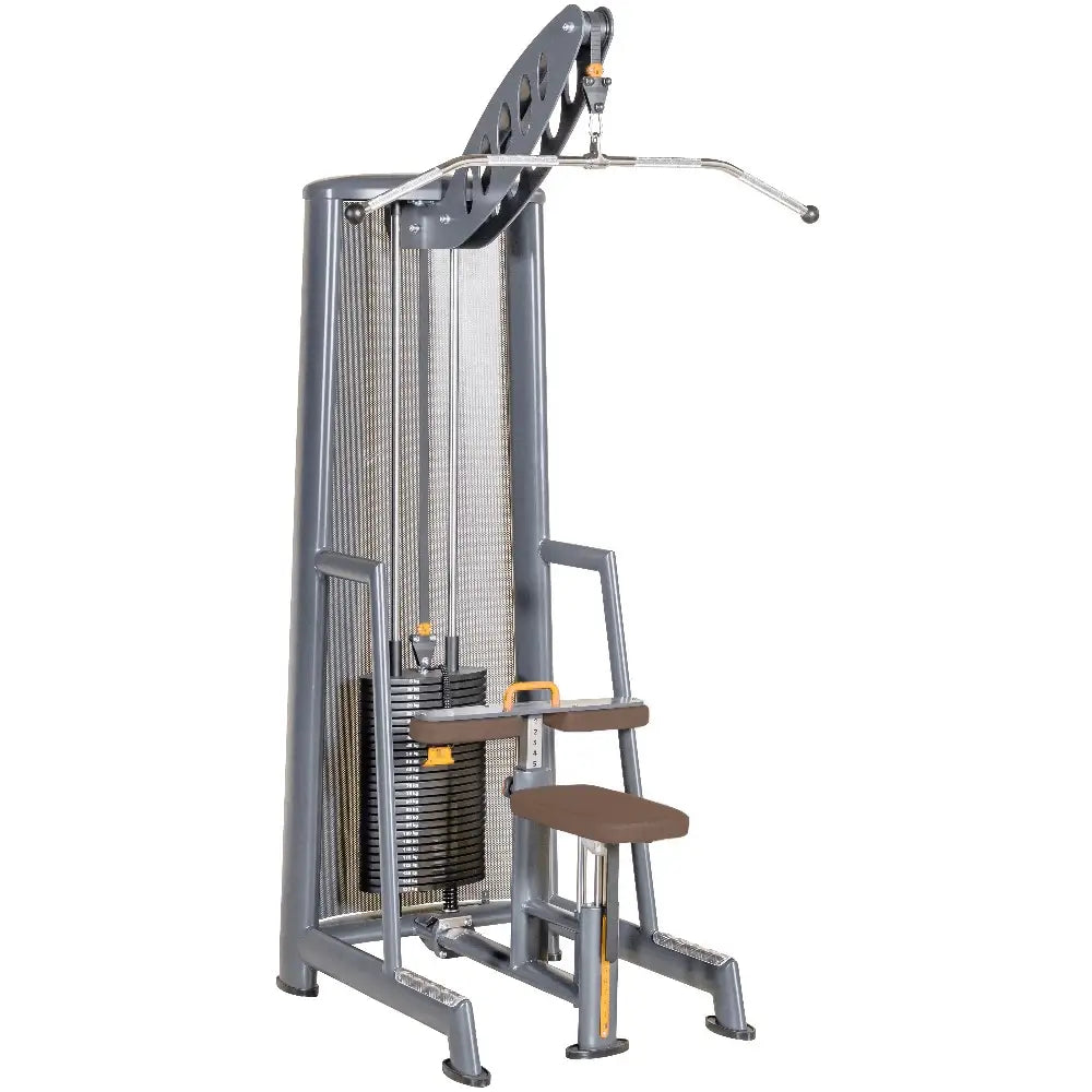 Latzug OV mit Steckgewichten, Stange, Sitzfläche und Oberschenkelpolster