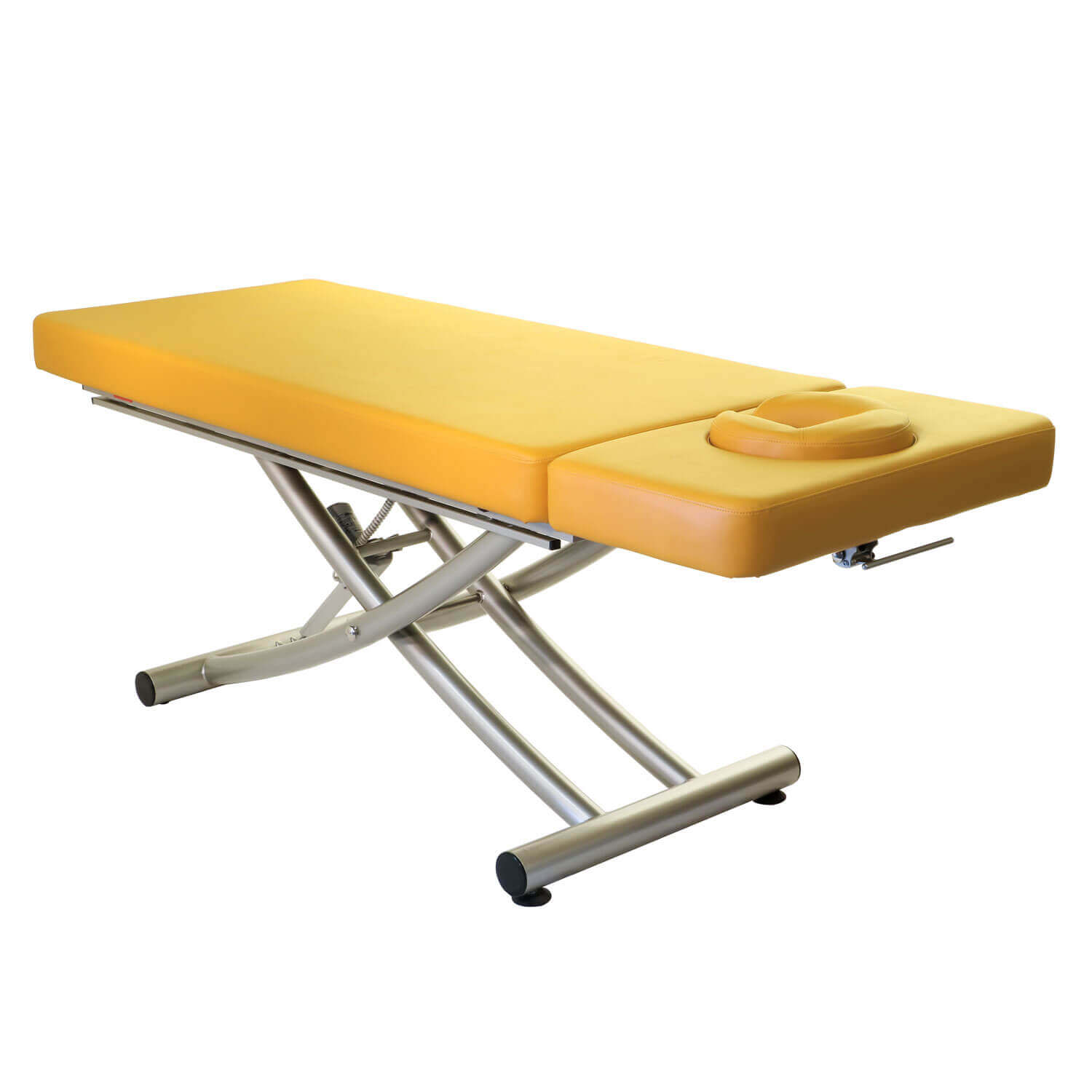 2-teiliger Massagetisch MATERA in orangenem Polster mit dunklem Metallgestell