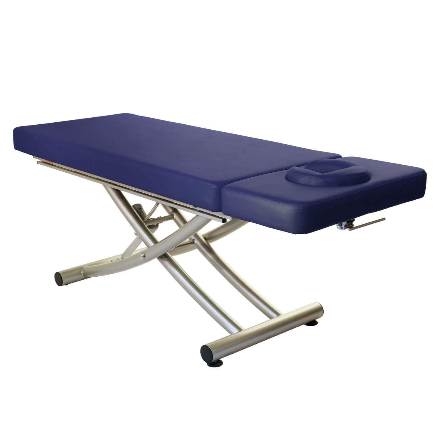 2-teiliger Massagetisch MATERA in blauem Polster mit dunklem Metallgestell