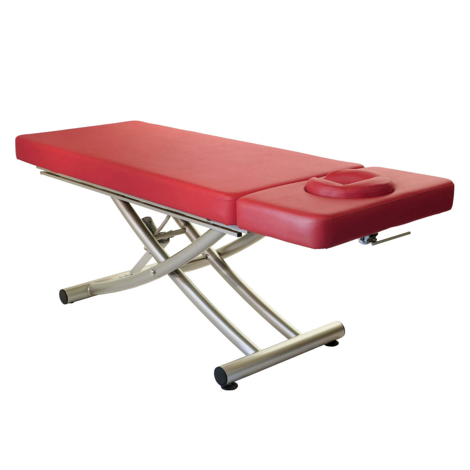 2-teiliger Massagetisch MATERA in rotem Polster mit dunklem Metallgestell