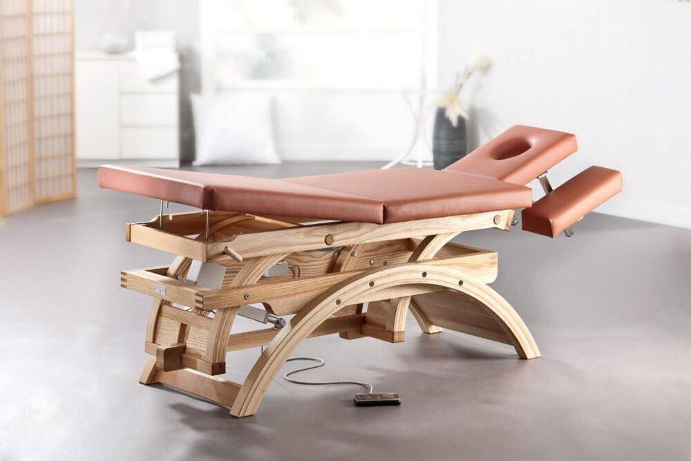3-teiliger Massagetisch Sir Henry mit hellem Holzgestell