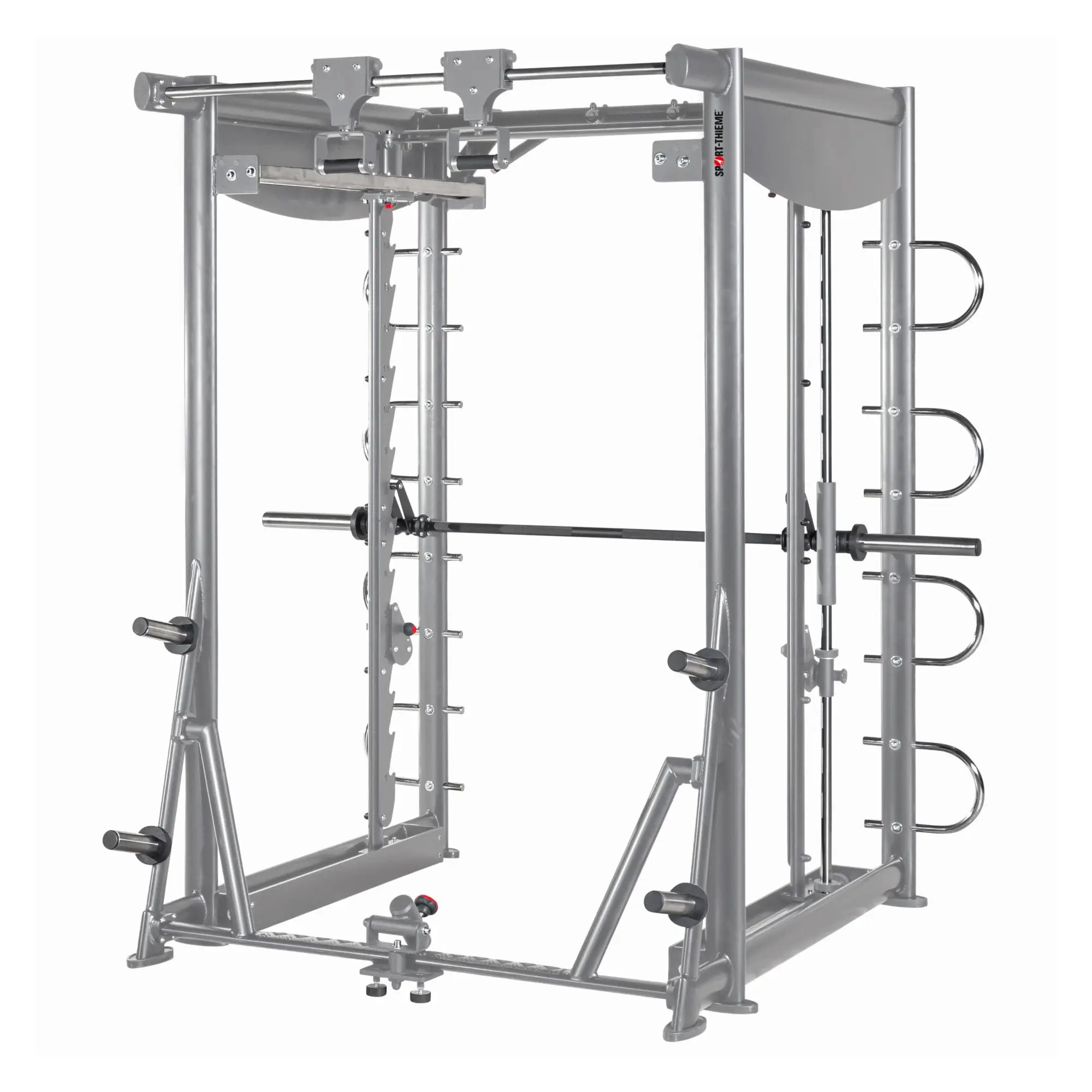 Smith Machine OV Power mit integrierter Langhantel, Fitnessbandaufnahmen, Klimmzuggriffen und Scheibenaufnahmen