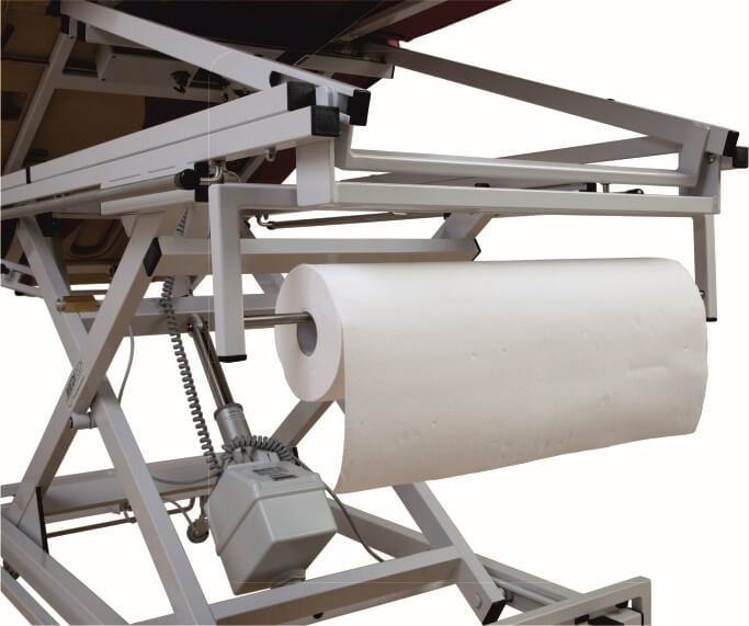 Papierrollenhalter am Fußende für 60er Rollen