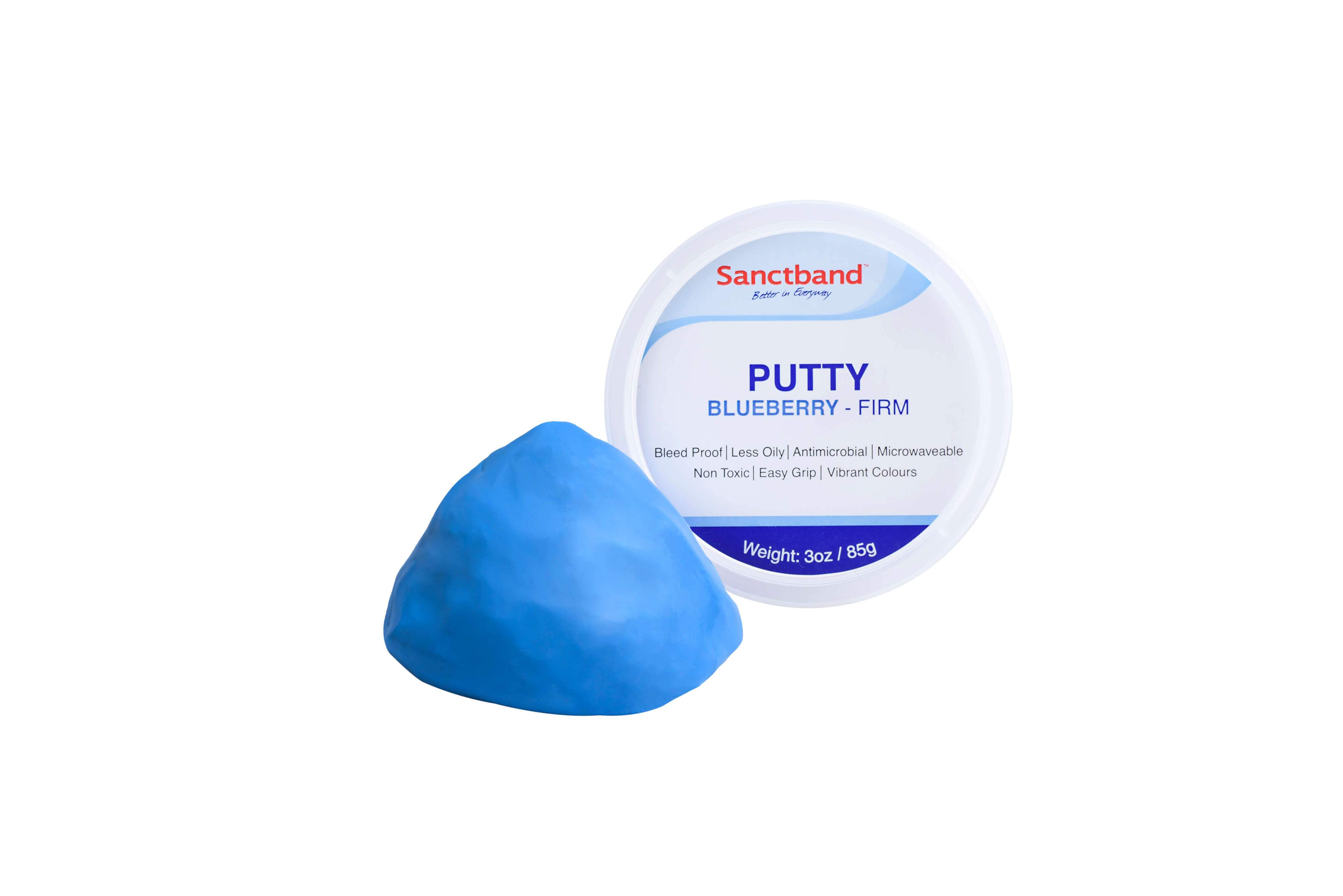 Therapieknetmasse Sanctband in blau vor Verpackung