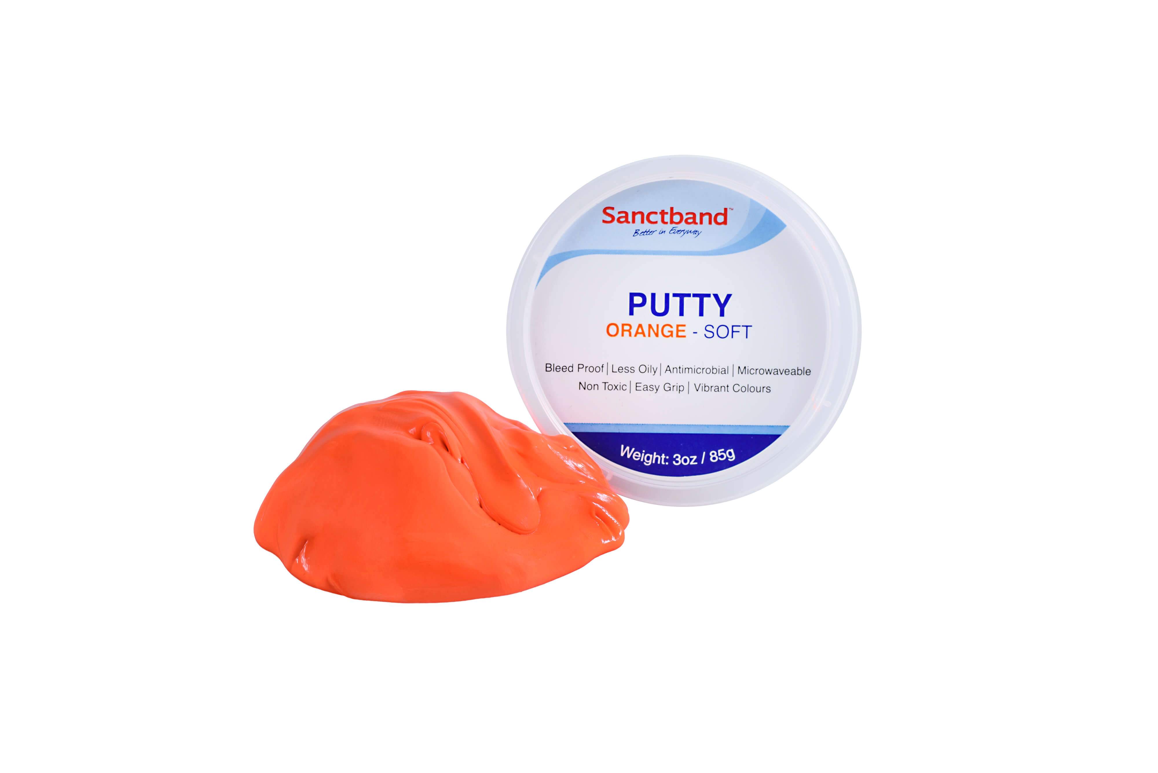 Therapieknetmasse Sanctband in orange vor Verpackung