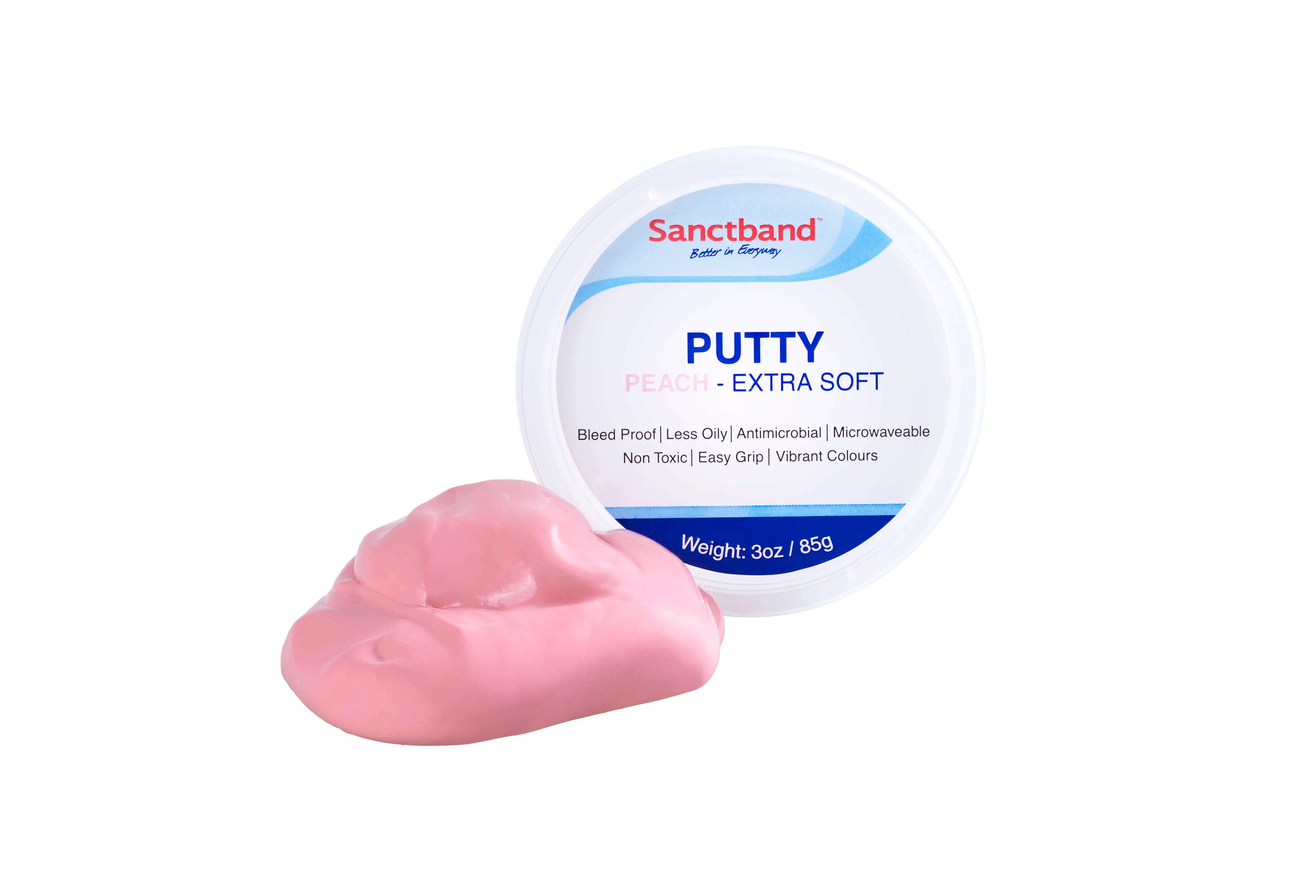 Therapieknetmasse Sanctband in pfirsich vor Verpackung