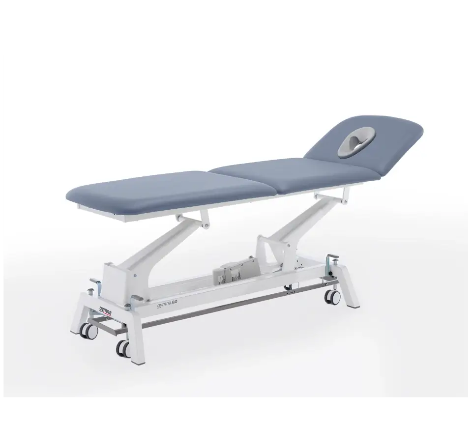 3-teilige Therapieliege gymna.GO T3x mit Kopfteil in Positivstellung in dunklerem Blau