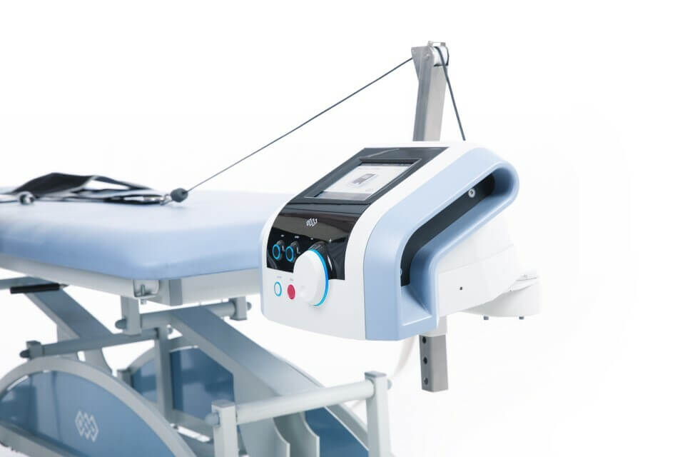 Detailansicht des BTL-Traction an der Fußseite der Therapieliege BTL-1300