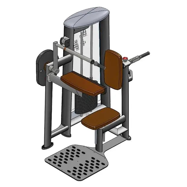 Trizepsmaschine OV als Konzeptzeichnung mit braunem Polster und Steckgewicht