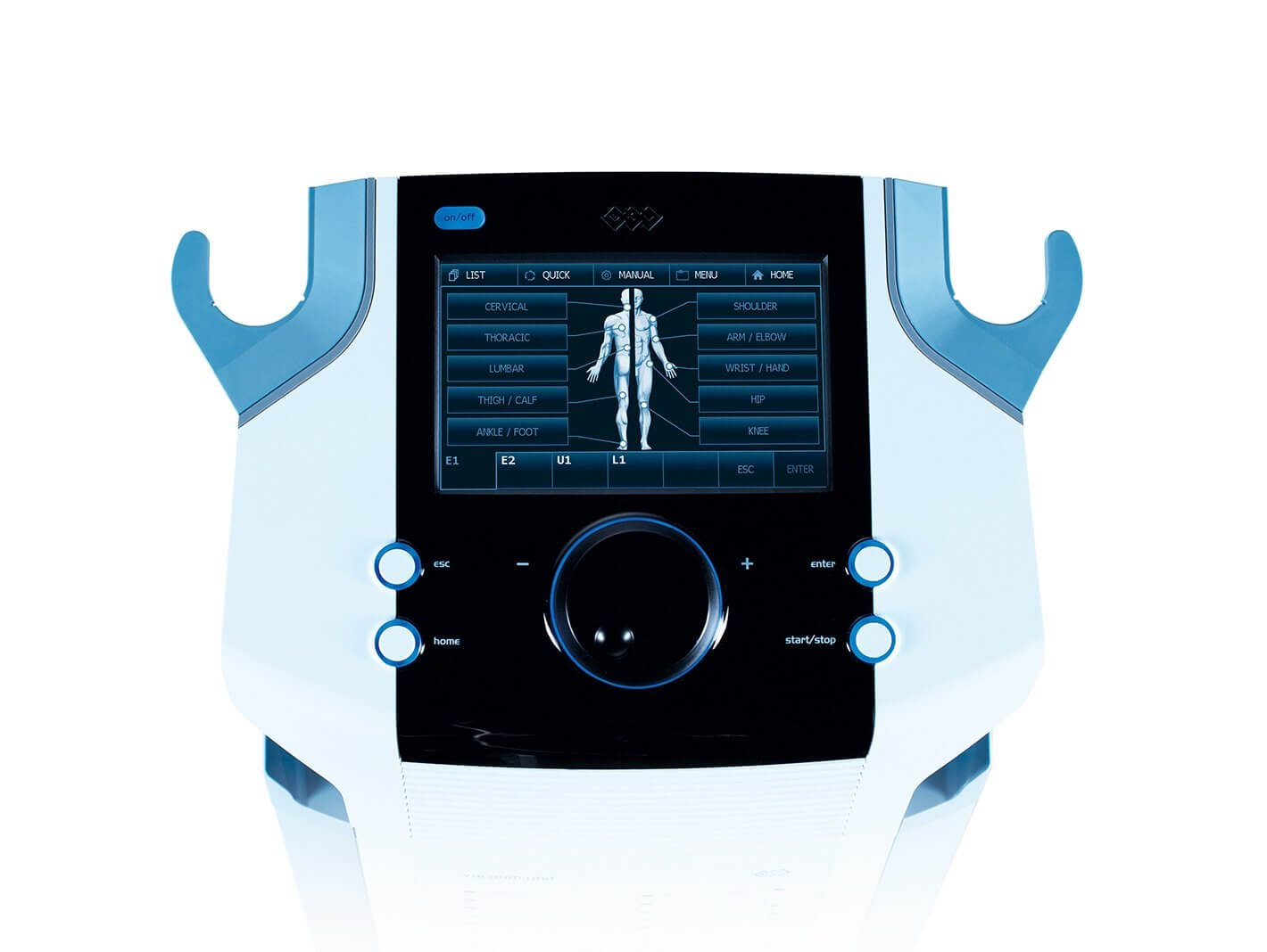 Körperkarte des Ultraschall- & Elektrotherapiegerät BTL-4825S Premium auf dem Display