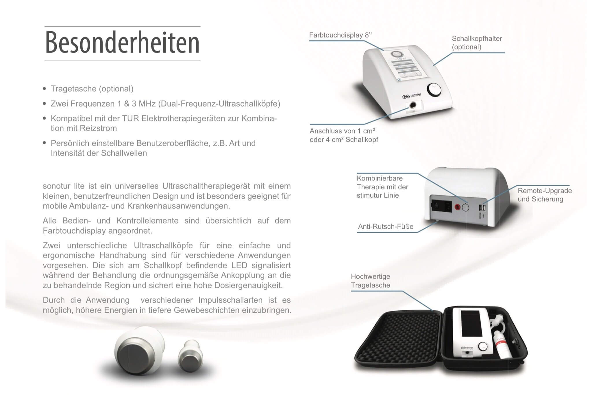 Besonderheiten des Ultraschallgerät sonotur lite