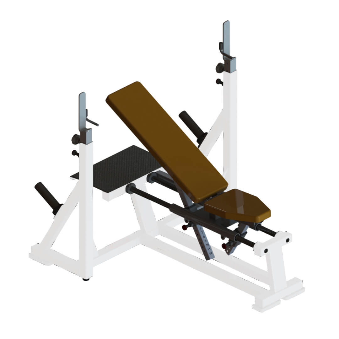 Multifunktions-Fitnessbank SQ mit Hantelablage in Schrägbankeinstellung