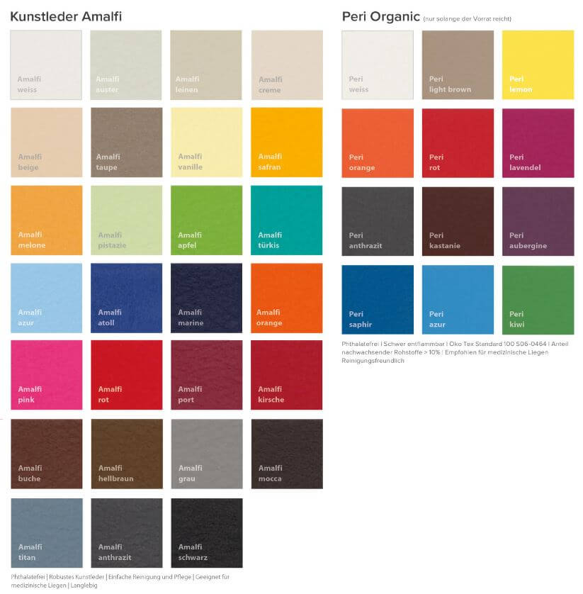 Farbkarte für das Polster der verstellbaren Hantelbank SVG